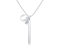 Double Pendant Rhinestone Silver Necklace SPE-2283